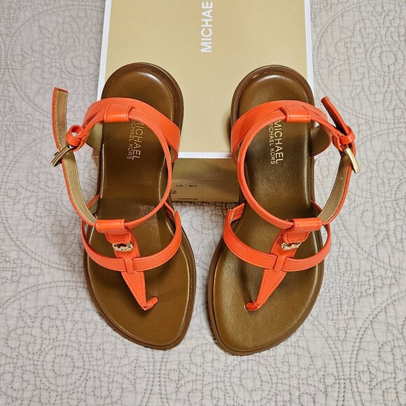MICHAEL KORS Sasha T-Strap Sandal in Clementine Color. NWT. - Picture 10 of 11